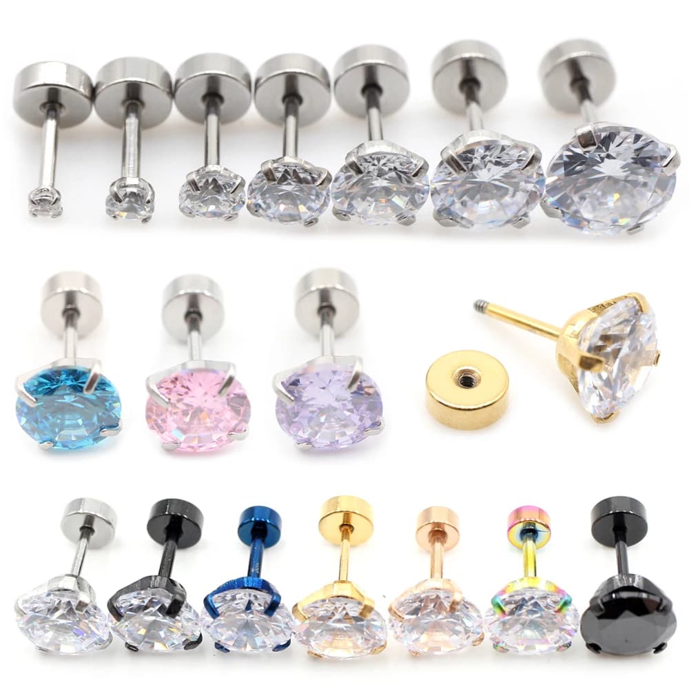 Alisouy-Boucles d'Oreilles Rondes en Acier Inoxydable pour Homme et Femme, Bijoux de Piercing Unisexe, en Clip, 4 Prong, Tragus, Cartilage, 2 Pièces