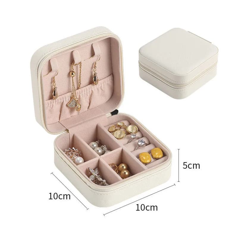 Boîte à bijoux portable en cuir, étui de voyage, organisateur de bijoux