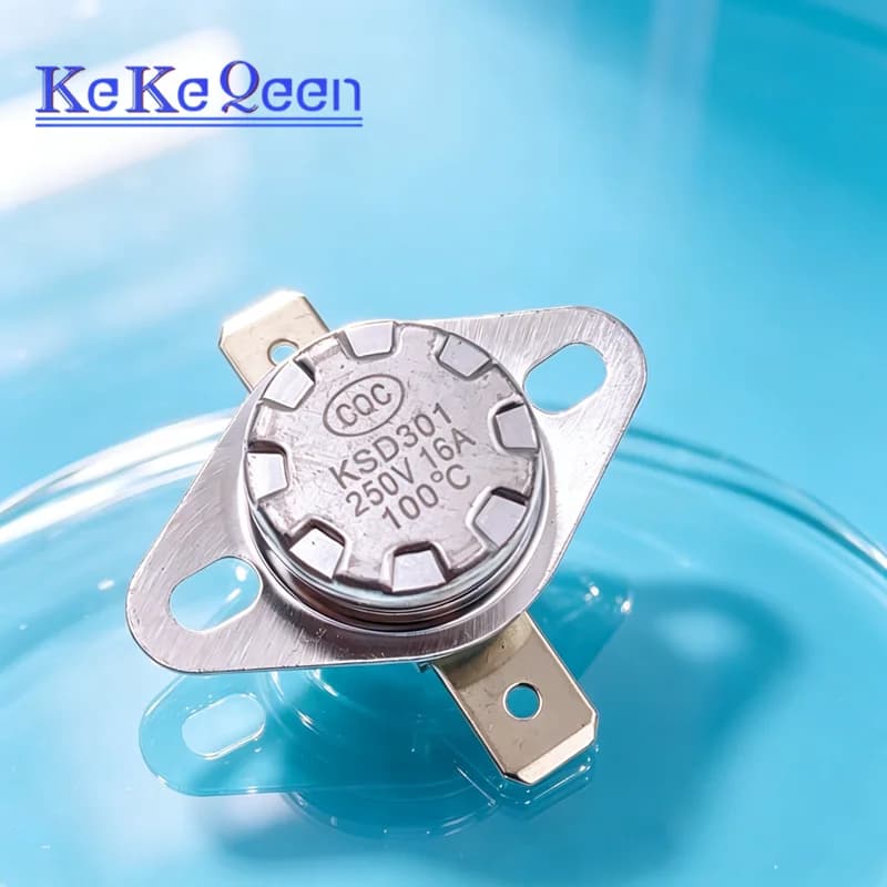 Interrupteur de température KSD301 250V 16A 260°C normalement fermé à pied plat et anneau fixe 140 165 175 180 190 195 200 210 220 230 240 250°C