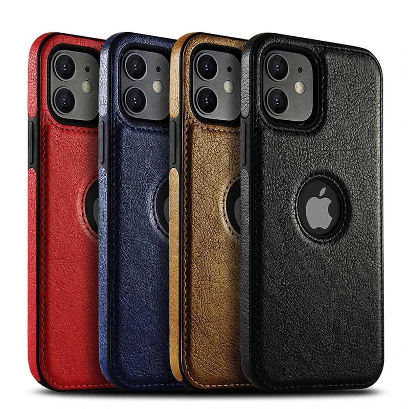 Étui de téléphone portable en cuir PU de haute qualité, étui pour iPhone 11 12 13 14 15 Pro Max X XR, couverture d'affaires de luxe noire