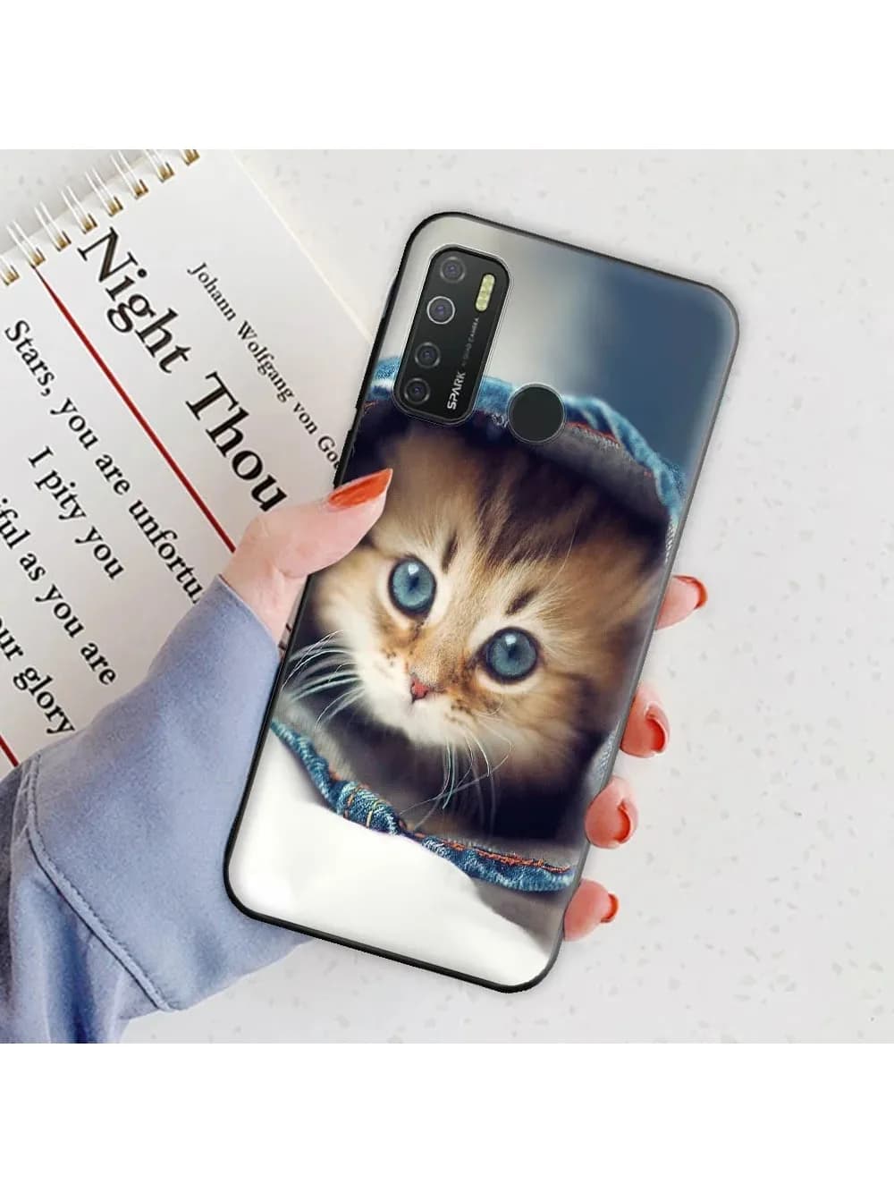 Coque de téléphone en silicone souple, belle coque de pare-chocs, couverture arrière en TPU, patch no Camon 15