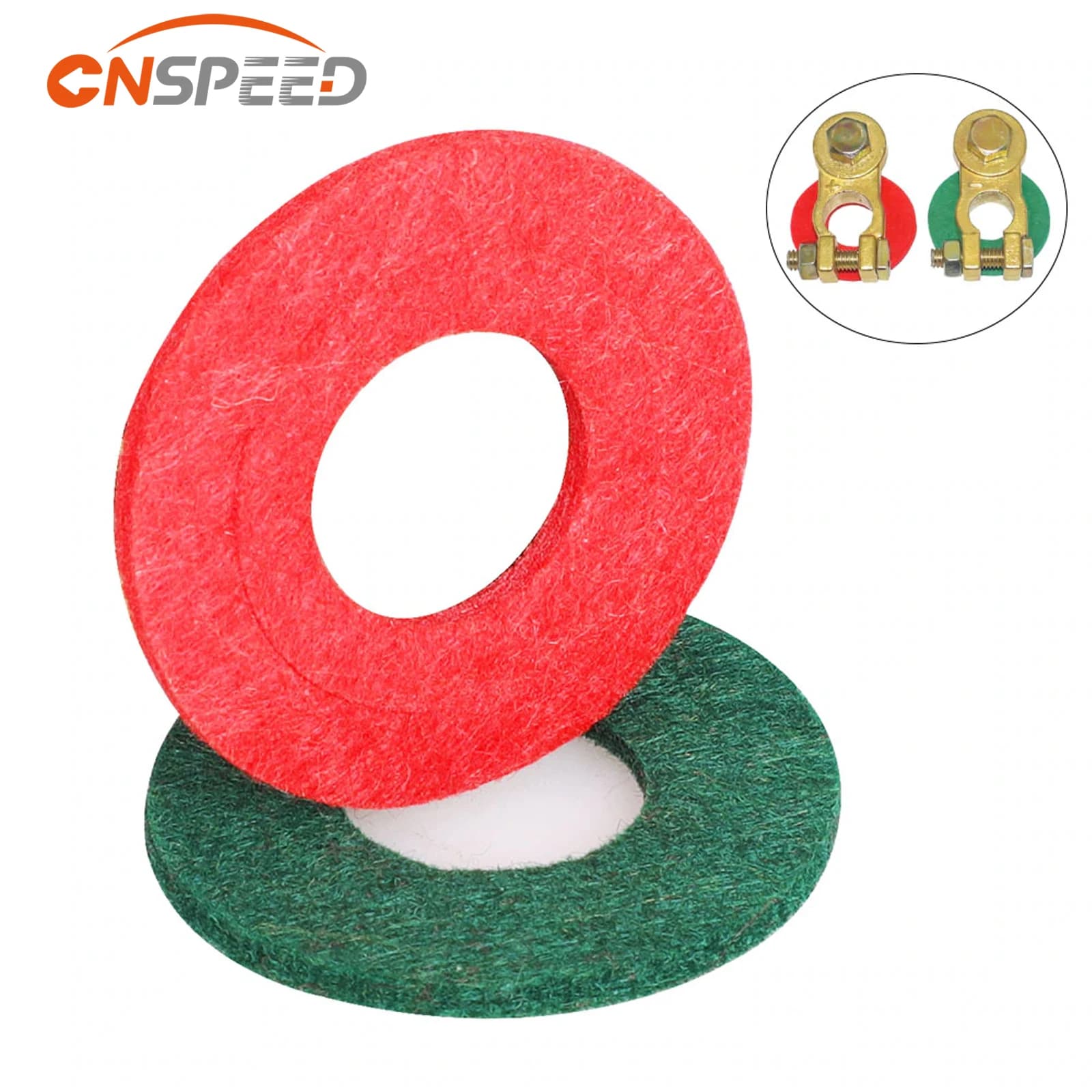 Coussinets de joint de borne de batterie, rondelles anti-corrosion, fibre optique de voiture automatique, protecteur de borne de batterie en feutre, 2 pièces = 1 ensemble, 1 rouge + 1 vert