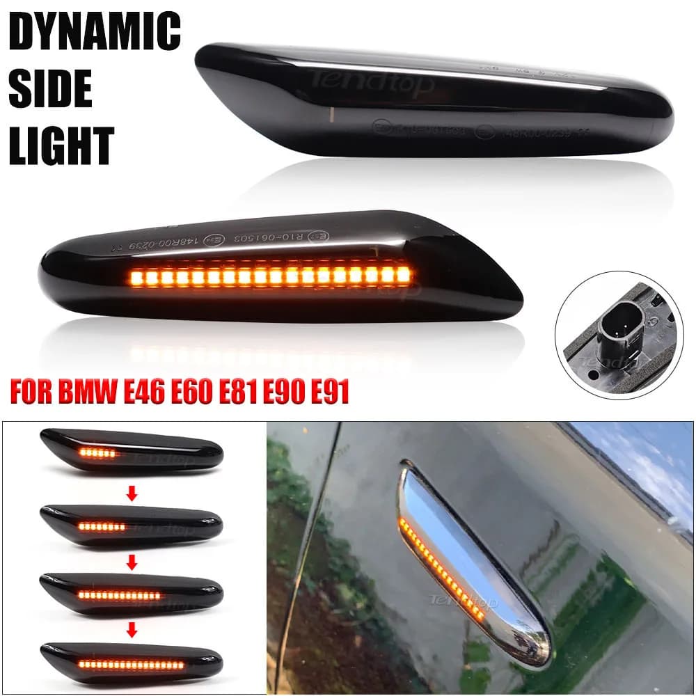 Indicateur de miroir de marqueur latéral dynamique à LED, clignotant à eau courante, BMW E90, E91, E92, E93, E60, E87, E82, E61, E46
