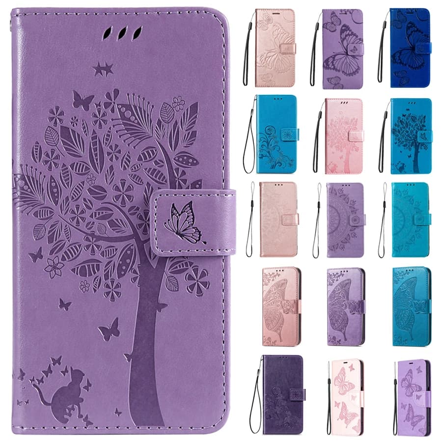 Étui en cuir à rabat portefeuille pour Xiaomi, housse en cuir gaufré, Redmi 12C 10 10C 9 9A 9C 9T Note 12 Pro 11S 11 Pro 10 Pro 9 Pro