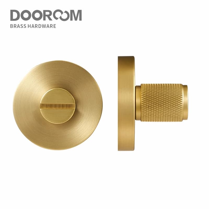 DOOROOM Plaques de serrure de porte en laiton avec bouton moleté strié pour porte intérieure, chambre et salle de bain