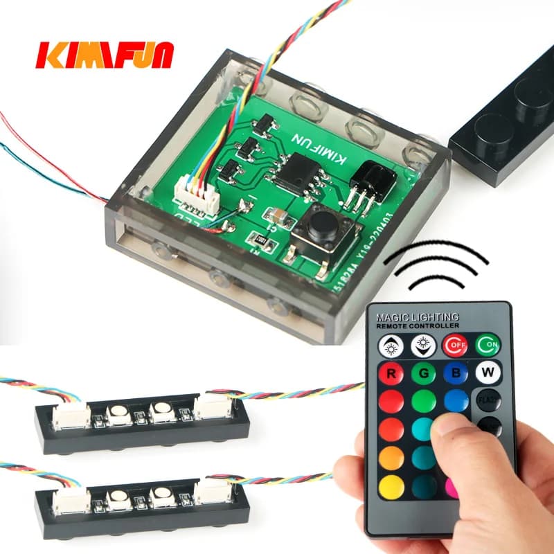 6 pièces 1*3 points LED télécommande de lumières accessoires colorés brique classique éducation blocs de construction émettant de la lumière enfant