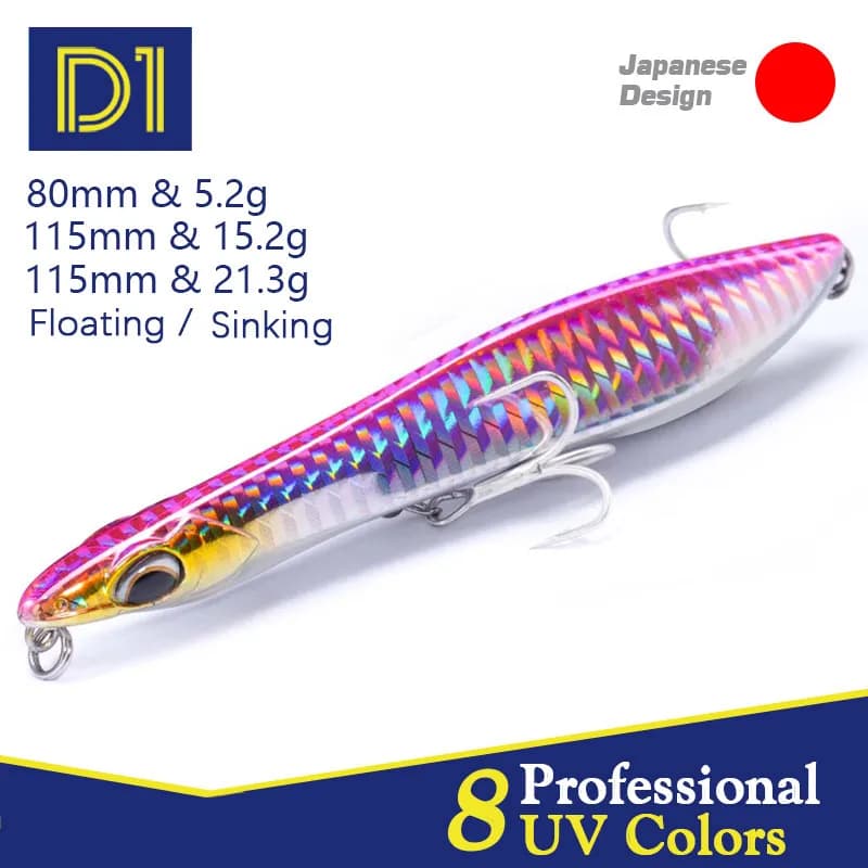 D1 AutoWalker crayon Popper leurre leurre de pêche Wobblers 80mm 115mm coulant flottant artificiel dur appât 2021 Pecsa attirail