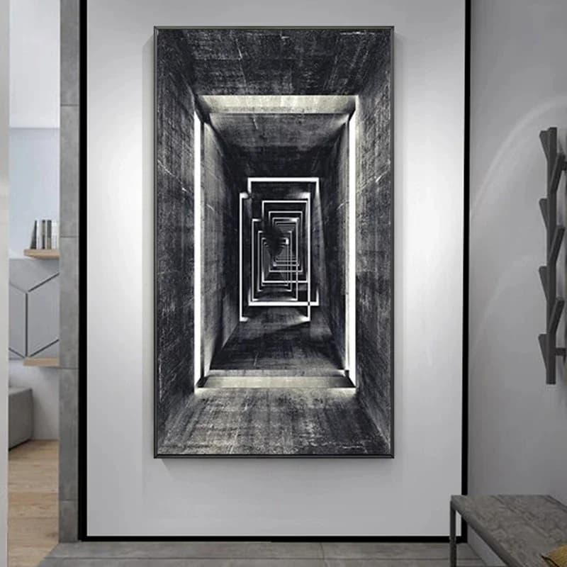 Toile de peintures espaciales géométriques abstraites rétro, Art visuel mural, affiches et imprimés de couloir infini, images Cuadros, décoration de maison