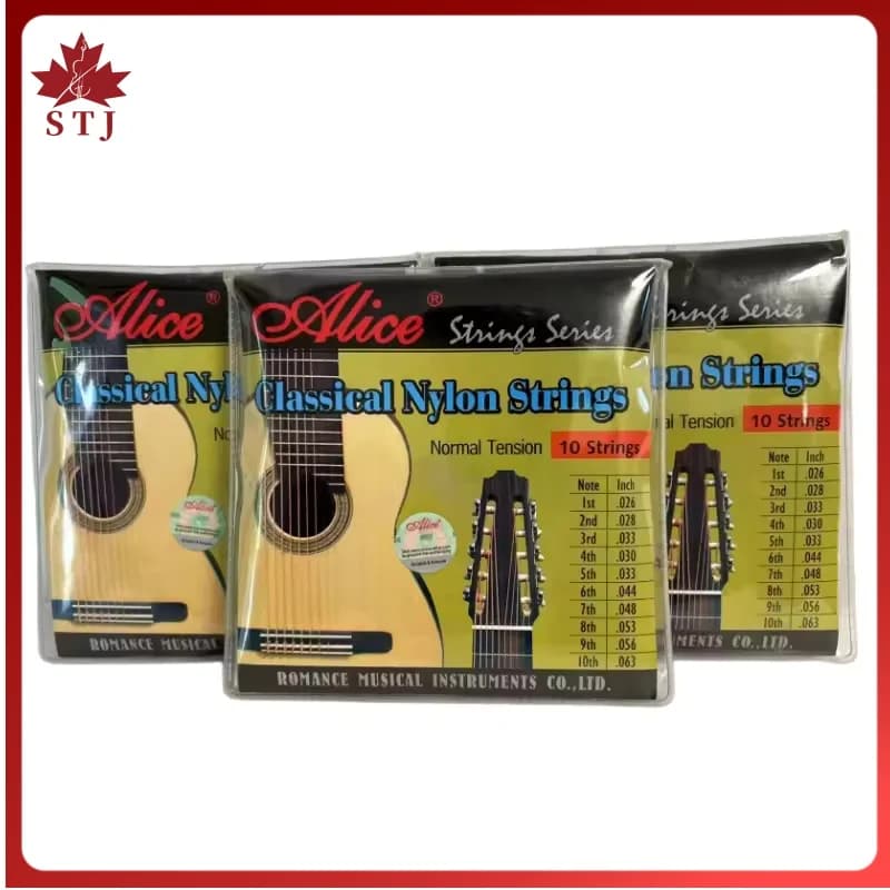 Cordes de guitare classique Alice AC1032, 1ère à 10ème cordes, cordes en nylon transparent, enroulement en cuivre plaqué argent, pièces et accessoires.
