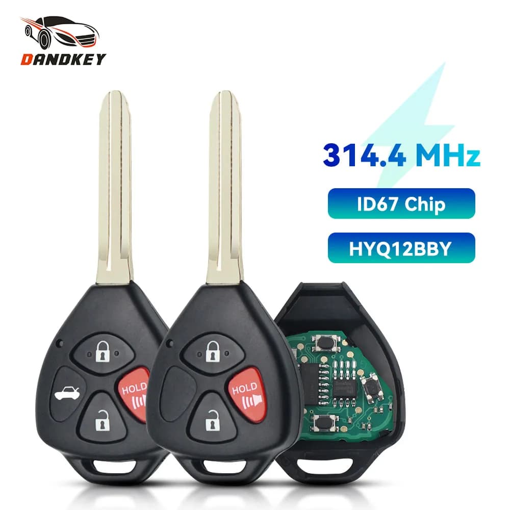 KEYYOU – clé télécommande de voiture à 3 boutons, HYQ12BBY, 314.4Mhz, pour Rav4 Toyota Camry 2006 2007 2008 2009 2010 2011 2012, clé TOY43, puce ID67