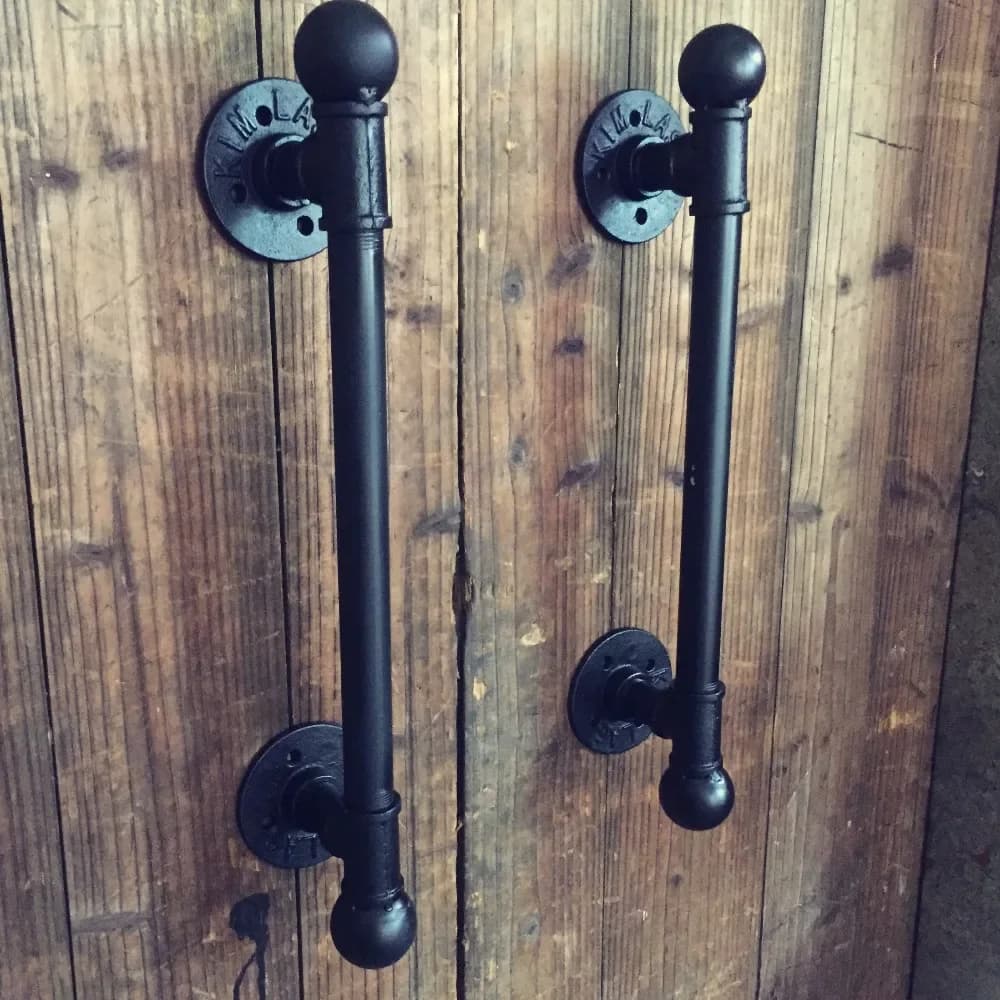 Poignées de porte noires antiques, style Rural américain, tirettes, chaînes de tuyaux en fer à eau, poignée de porte, clé sans germes