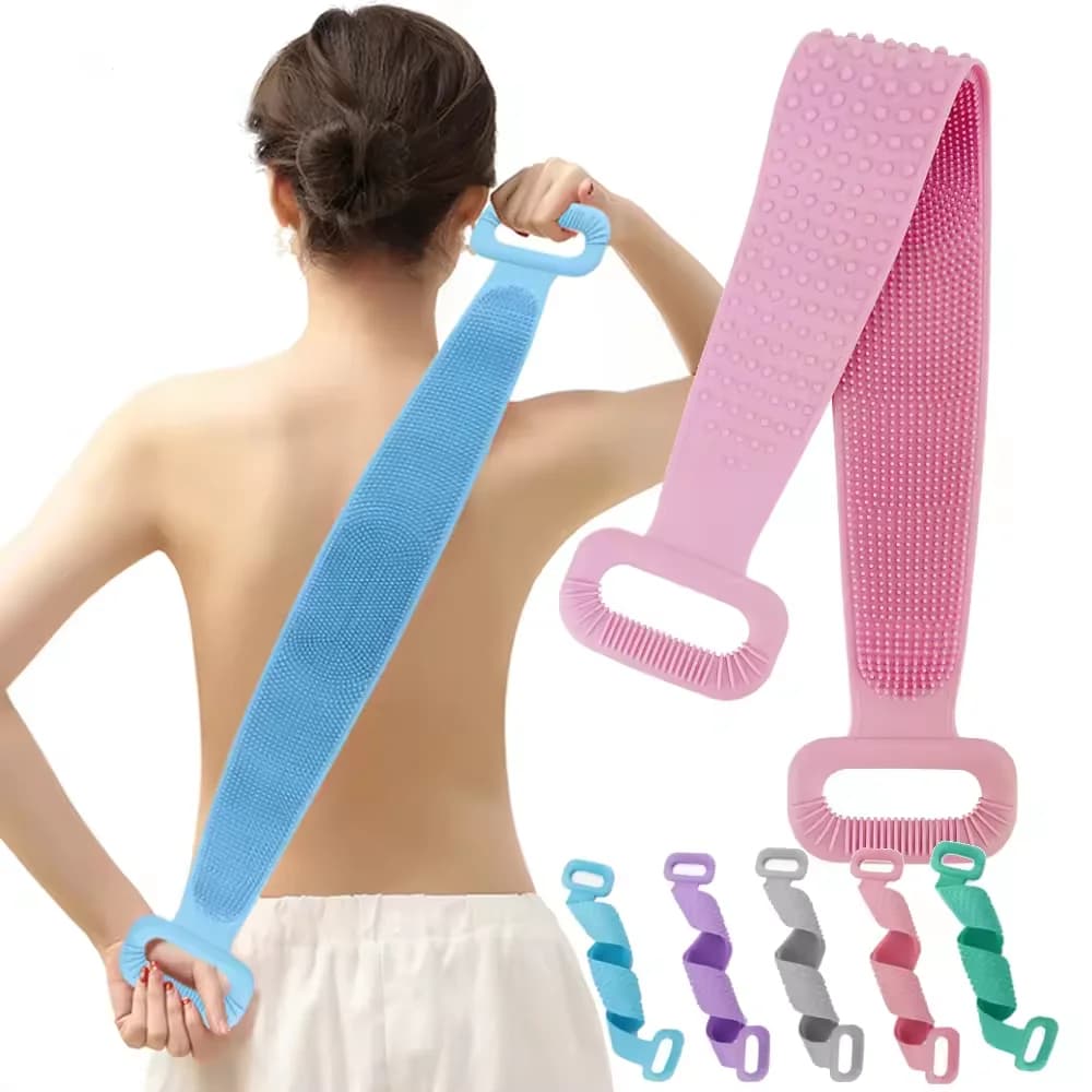 Serviette exfoliante et peaux mortes, bandes de bain corporelles portables de voyage, matériau en Silicone, épurateur de nettoyage du dos à Long manche