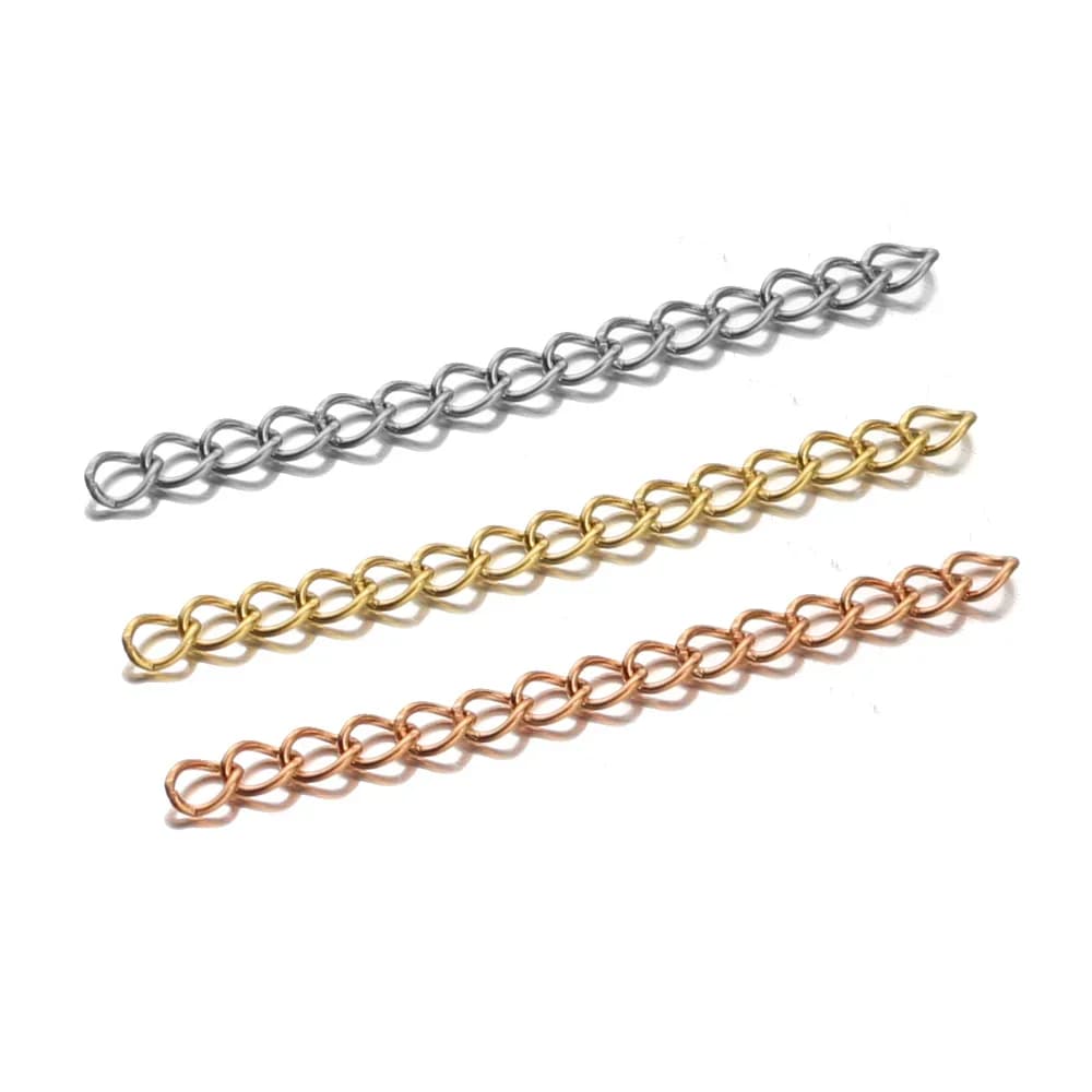 Chaînes d'extension en acier inoxydable de 5cm, 50 pièces, collier en or Rose, chaîne étendue pour bricolage, fournitures de fabrication de bijoux, vente en gros