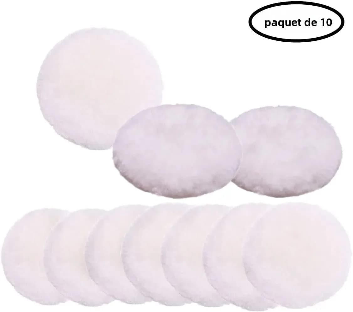 Tampon de polissage en laine 3-7 pouces, tampons de polissage en peau de mouton douce avec crochet et boucle arrière, tampon de coupe en laine pour meubles de voiture, verre Auto