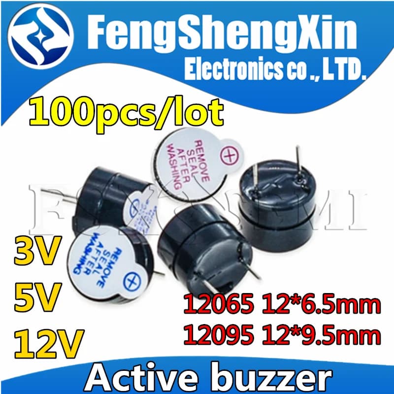 100 pcs/lot 12065 12*6.5mm 12095 12*9.5mm 3V 5V 12V Buzzer Actif Magnétique Longue Continue Bip sonore TMB12A03 TMB12A05 TMB12A12