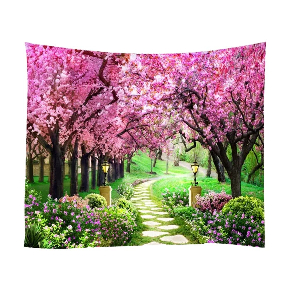Tapisserie murale naturelle, Mandala, paysage de jardin, décoration de chambre bohème, tapis psychédélique, tapis de chambre hippie, 8 tailles