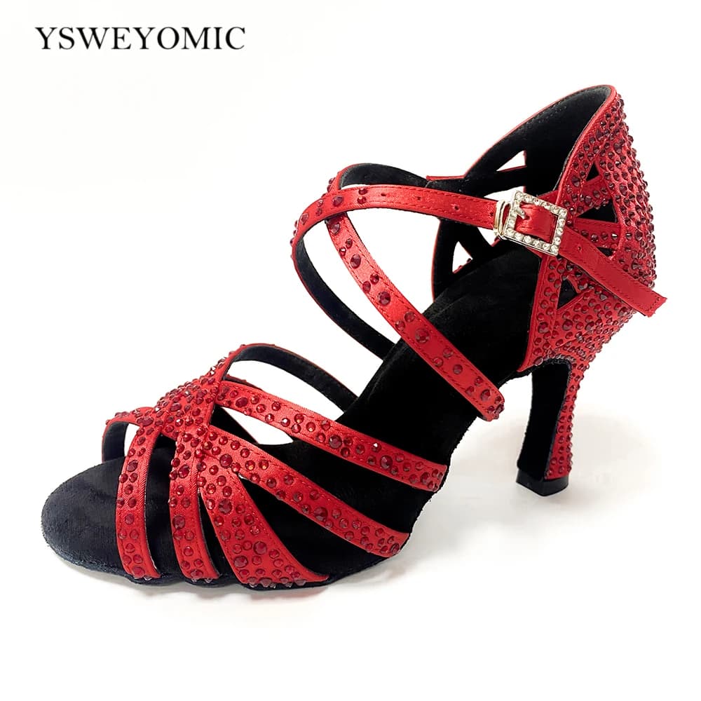 Chaussures à Talons Hauts de 10cm en Satin Rouge, Bleu, Vert, avec Clip, pour Salsa Latine d'Nik, pour Femme