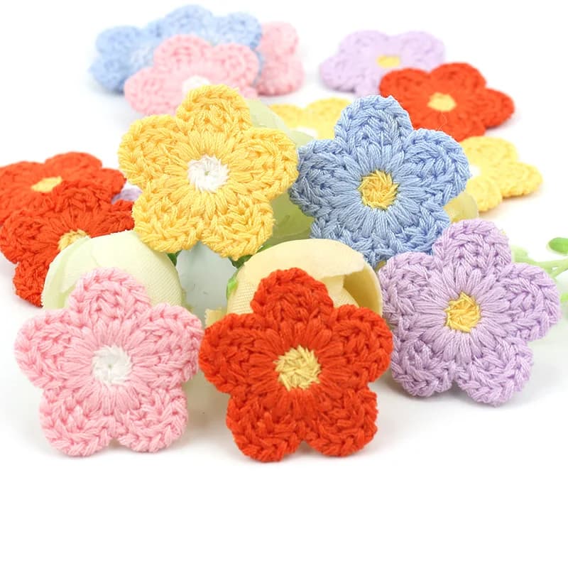 Patchs en fil de laine 2.8cm, 40 pièces, fleurs brodées, Appliques à coudre pour artisanat, accessoires de couvre-chef, bricolage épingle à cheveux, ornements décoratifs