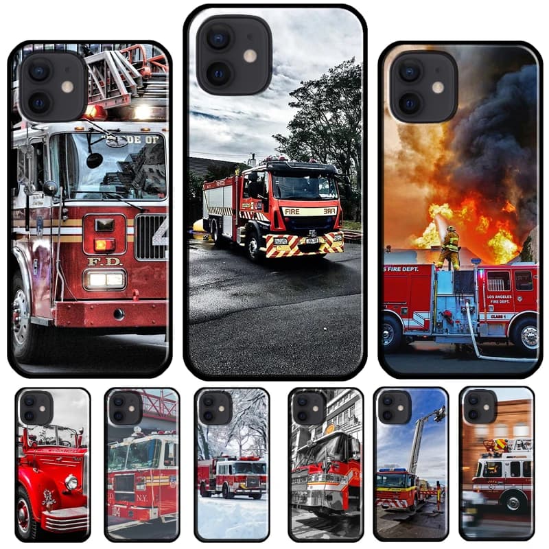 Juste de camion de pompiers pour iPhone, coque de téléphone pour iPhone 16, 15, 13 Pro Max, 12 Mini Plus, X Poly, XS Max, 11, 14 Pro Max