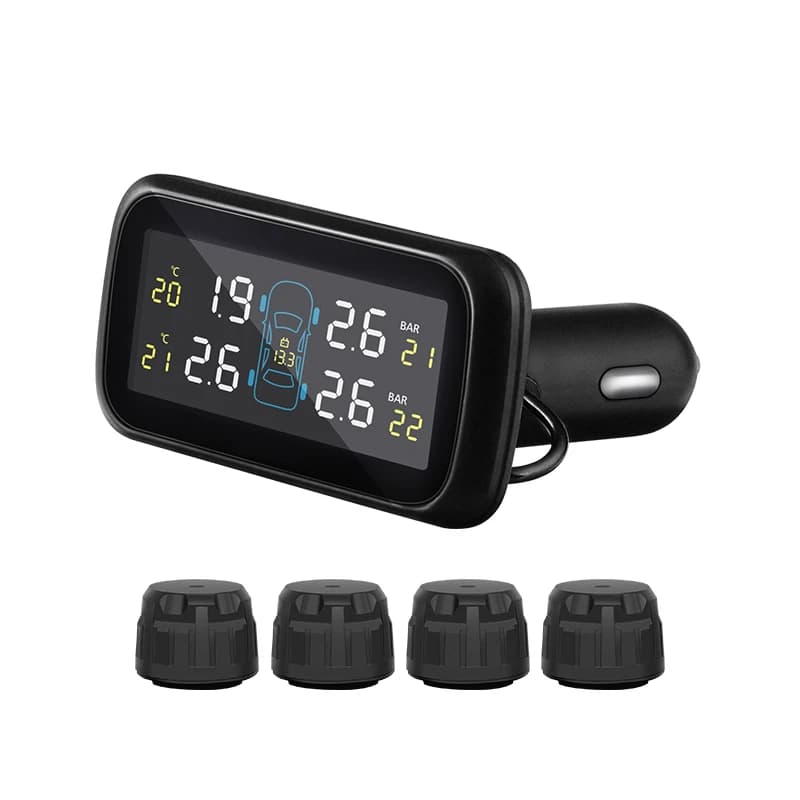 TPMS Careud LCD moniteur allume-cigare voiture sans fil système de surveillance de la pression des pneus avec 4 capteurs internes/externes