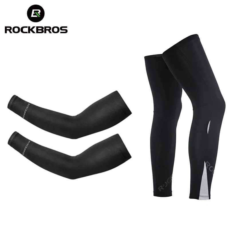 ROCKBROS – manches de cyclisme, sport en plein air, Protection solaire, UV, tissu glacé, leggings de basket-ball, pêche