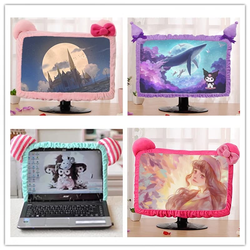 Housse de protection décorative pour moniteur d'ordinateur portable, mignonne, anti-poussière
