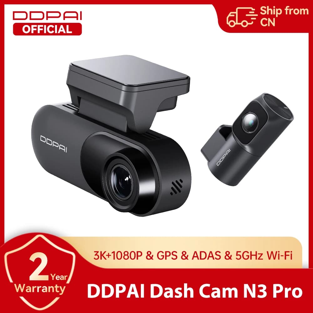 Caméra embarquée DDPAI Mola N3 Pro, caméra de voiture avant et arrière, enregistreur de voiture 3K, caméra DVR de voiture, enregistreur GPS, surveillance de stationnement 24h/24