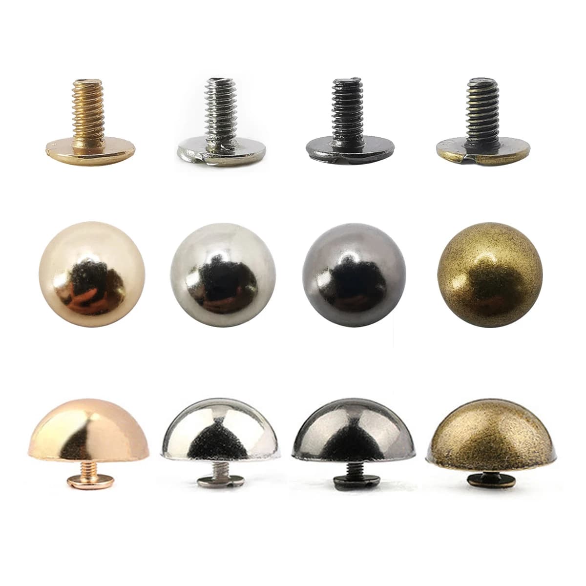 10 ensembles de capuchons de dôme, Rivets, goujons à tête ronde, points Punk, vêtement, ceinture en cuir, portefeuille, décoration, attaches, pièces, accessoires de bricolage