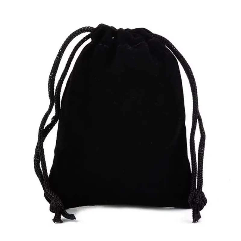 50pcs / lot noir Grand sac en velours cordon cadeau sac bijoux mariage partie réception sac d'emballage personnalisé logo imprimé