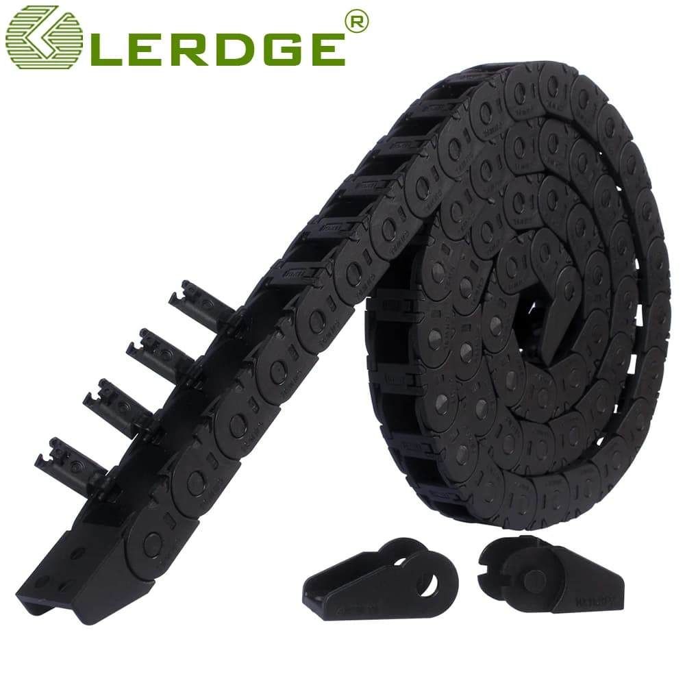 LERDGE – pièces d'imprimante 3D, chaîne de traînée de câble, outils de support de fil, pont de fil en plastique et Nylon ouvert à l'extérieur avec connecteurs d'extrémité 10 × 11 1M