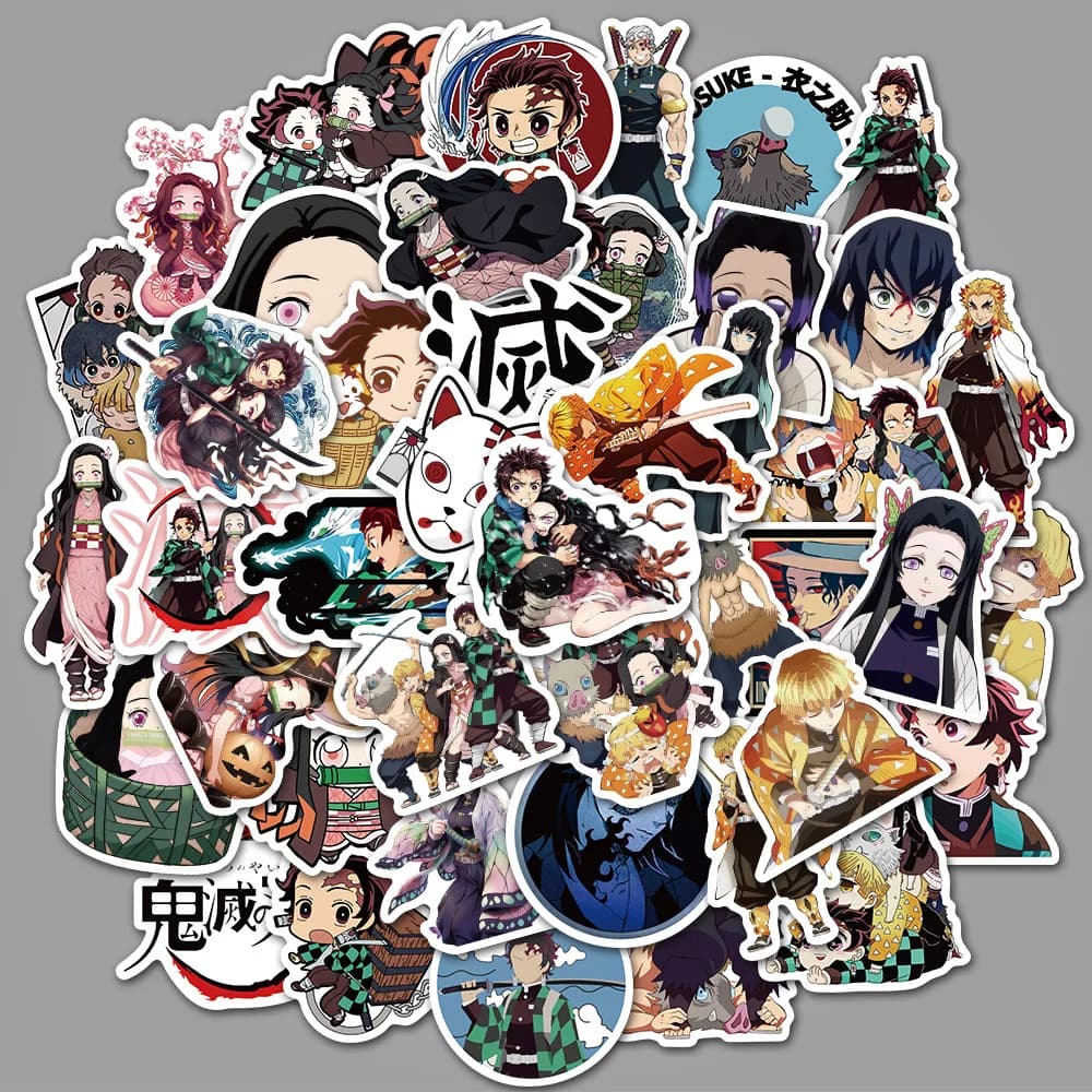 Autocollants de dessin animé japonais Demon Slayer Nezuko My Hero Academia, étiquette étanche pour Skateboard, ordinateur portable, DIY bricolage, 50 pièces