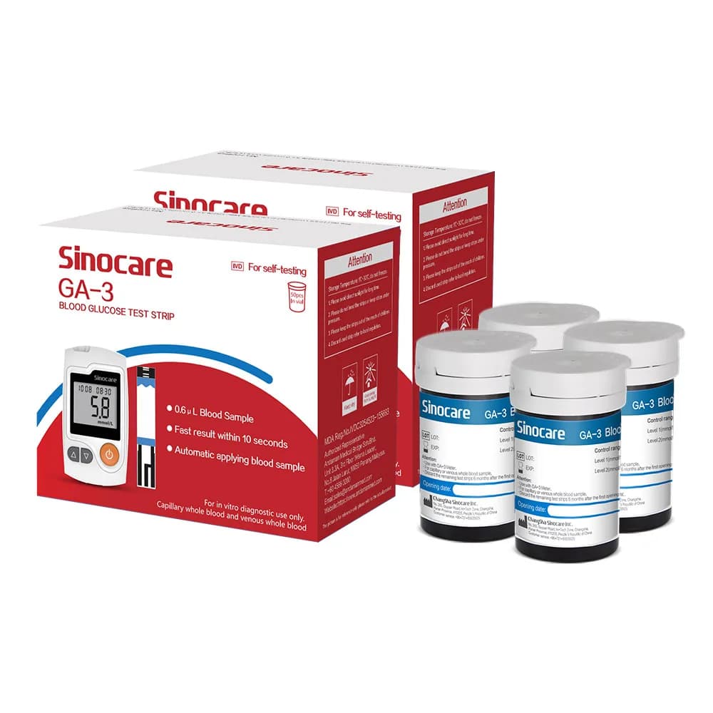 Sannuo 50/100/150/300/400 pièces Sinocare GA-3 bandelettes de Test en bouteille de glycémie et lancettes pour le diabète uniquement GA-3