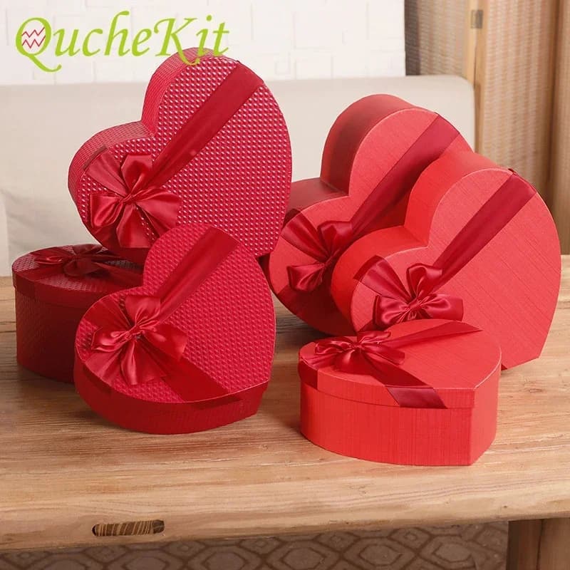 Boîtes à fleurs de bonbons en forme de cœur rouge, ensemble de boîtes d'emballage cadeau en carton, boîte-cadeau en papier pour emballage cadeau, boîtes à chapeaux de fleuriste, 1/3/ pièces