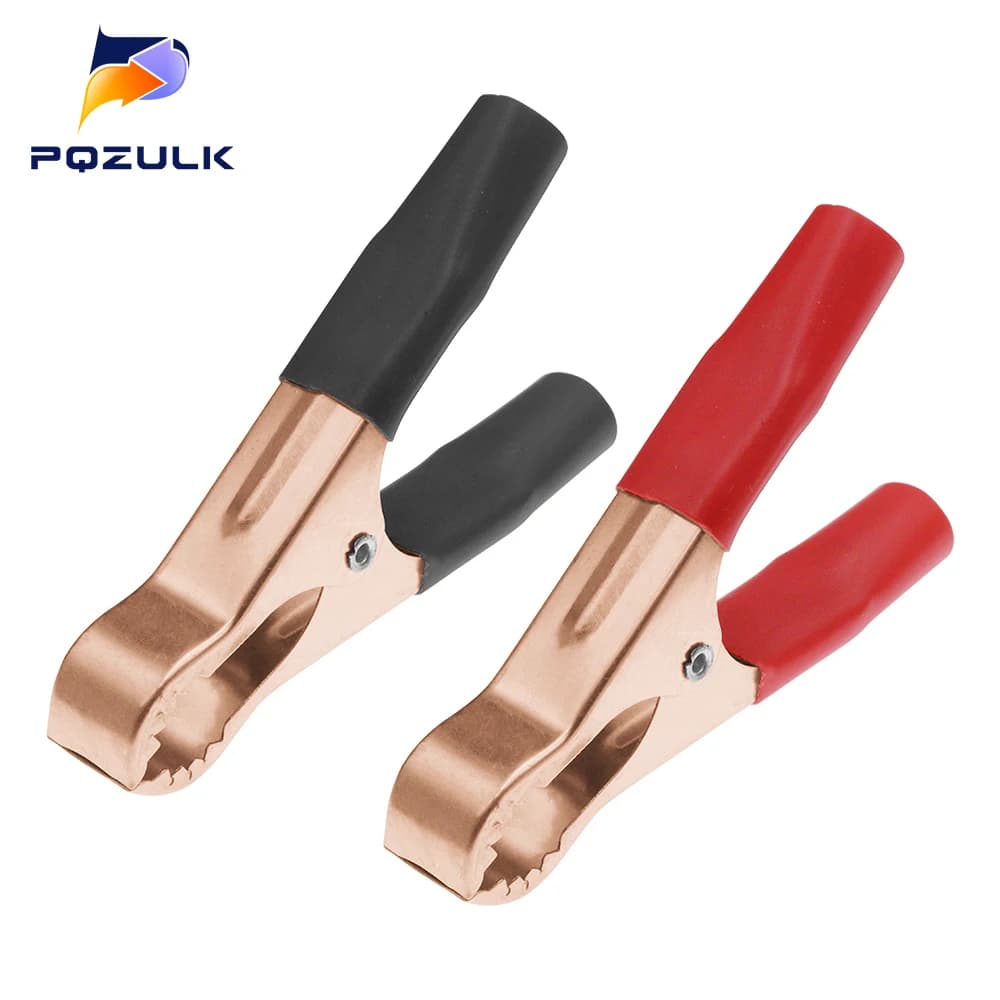 2 pièces 50A rouge + noir 80mm Crocodile voiture caravane Van batterie Test plomb Clips meilleure Promotion pinces Crocodile