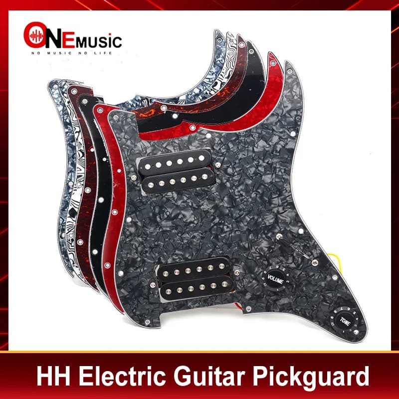 Pickguard de guitare électrique multicolore HH, ensemble de plaque à gratter précâblée noir à deux Humbucker chargé