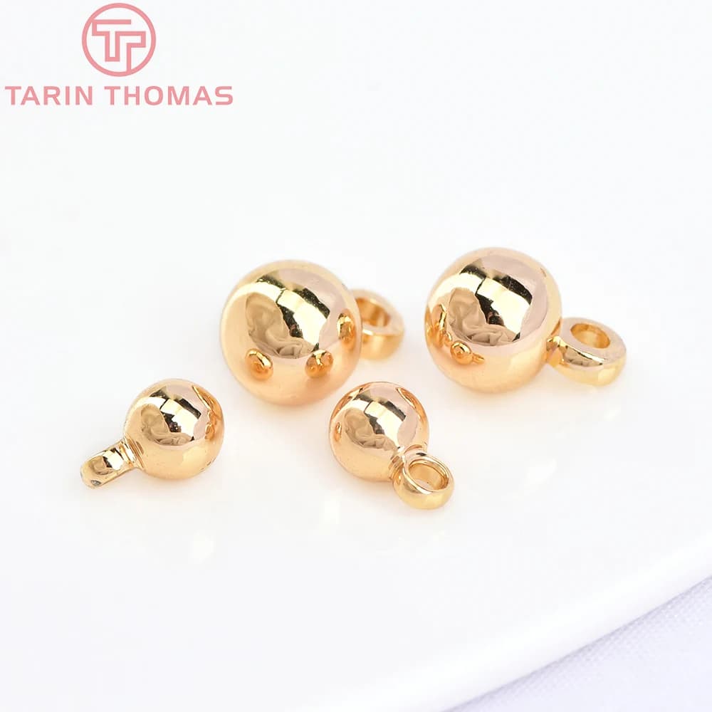 Perles rondes en laiton plaqué or 24K, 20 pièces de 3MM 4MM 5MM 6MM, breloques de haute qualité, accessoires de bijoux à faire soi-même, 3101