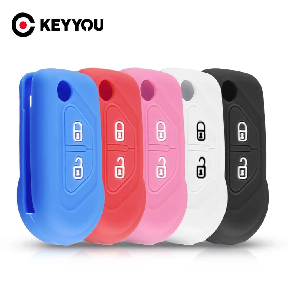 KEYYOU 2 boutons Silicone voiture clé étui pour citroën DS3 2009-2016 protecteur couverture support peau voiture Silicone voiture Flip clé housse