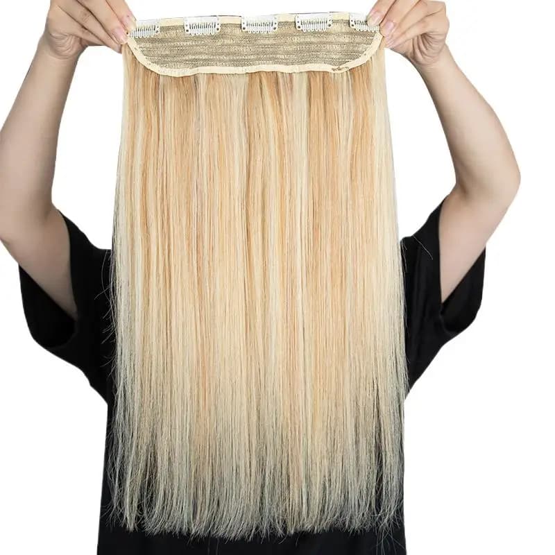 Extensions de cheveux humains à clips, une pièce, vrais cheveux naturels, lisses, ajouter du Volume, 14 à 22 pouces
