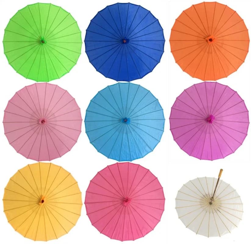 Parapluie en papier uni fait main de Chine, diamètres 20cm, 30cm, 40cm, 60cm, pour décorations extérieures de mariage, fête, Thanksgiving et maison