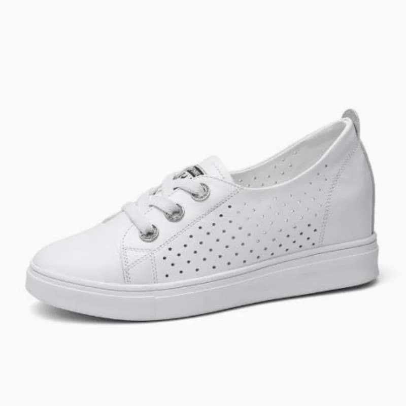 Chaussures pour femmes en cuir véritable, nouvelles, imperméables, à plateforme, talons compensés, décontractées, noires et blanches, style baskets