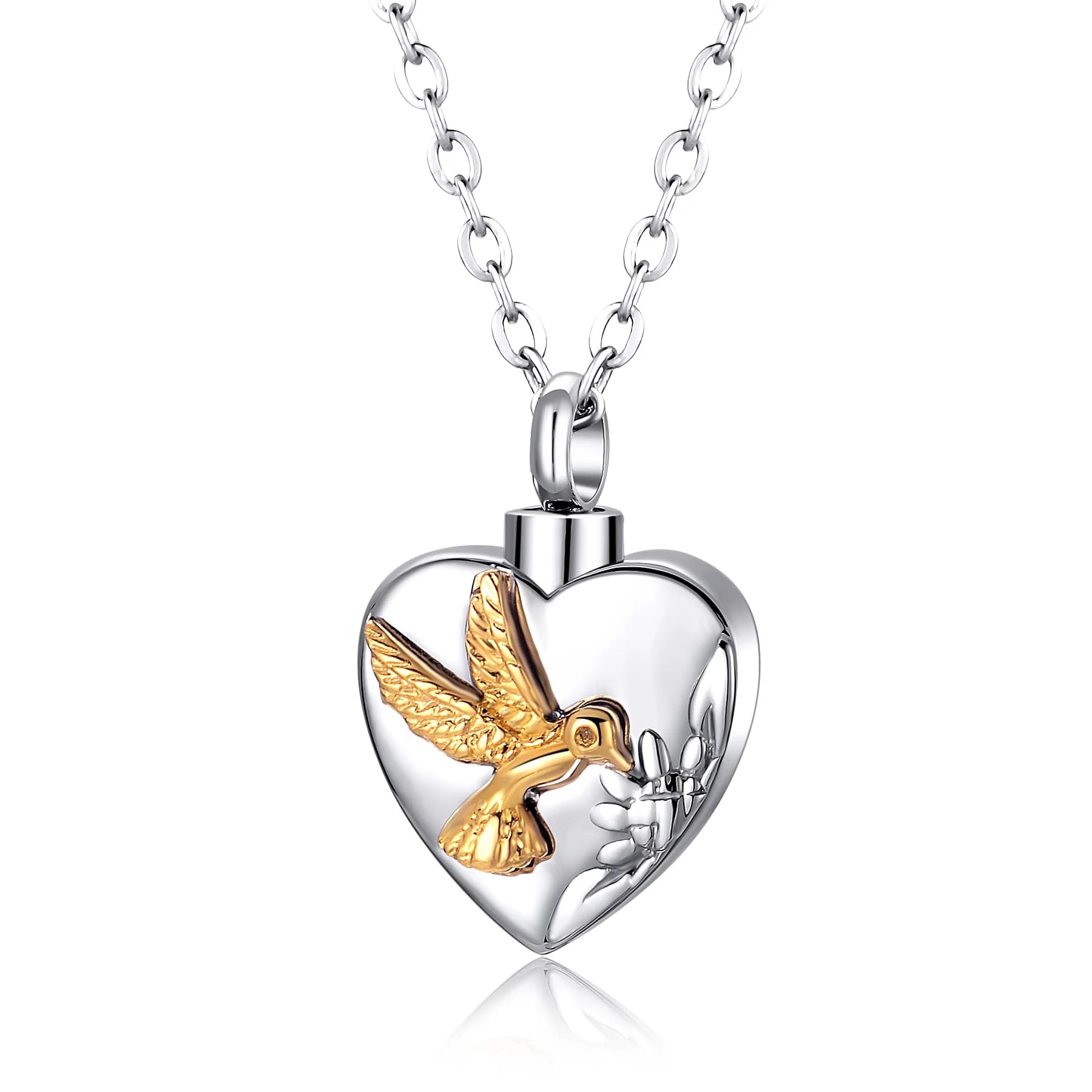 Collier commémoratif en acier inoxydable pour hommes et femmes, bijoux de crémation de coeur de colombe de la paix, pendentif de cendres, urnes pour animal de compagnie et humain
