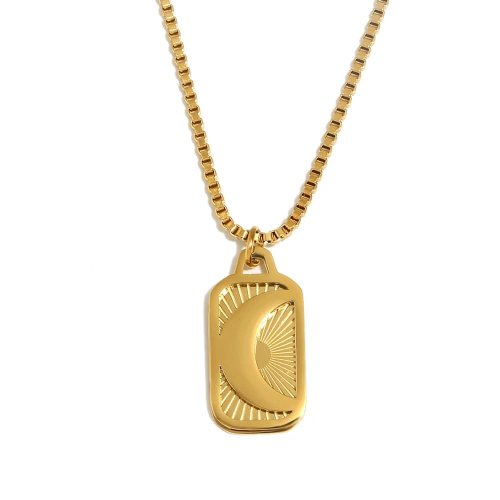 E.B.belle-Pendentif en Acier Inoxydable Plaqué Or pour Femme, Bijoux Vintage, Cadeau