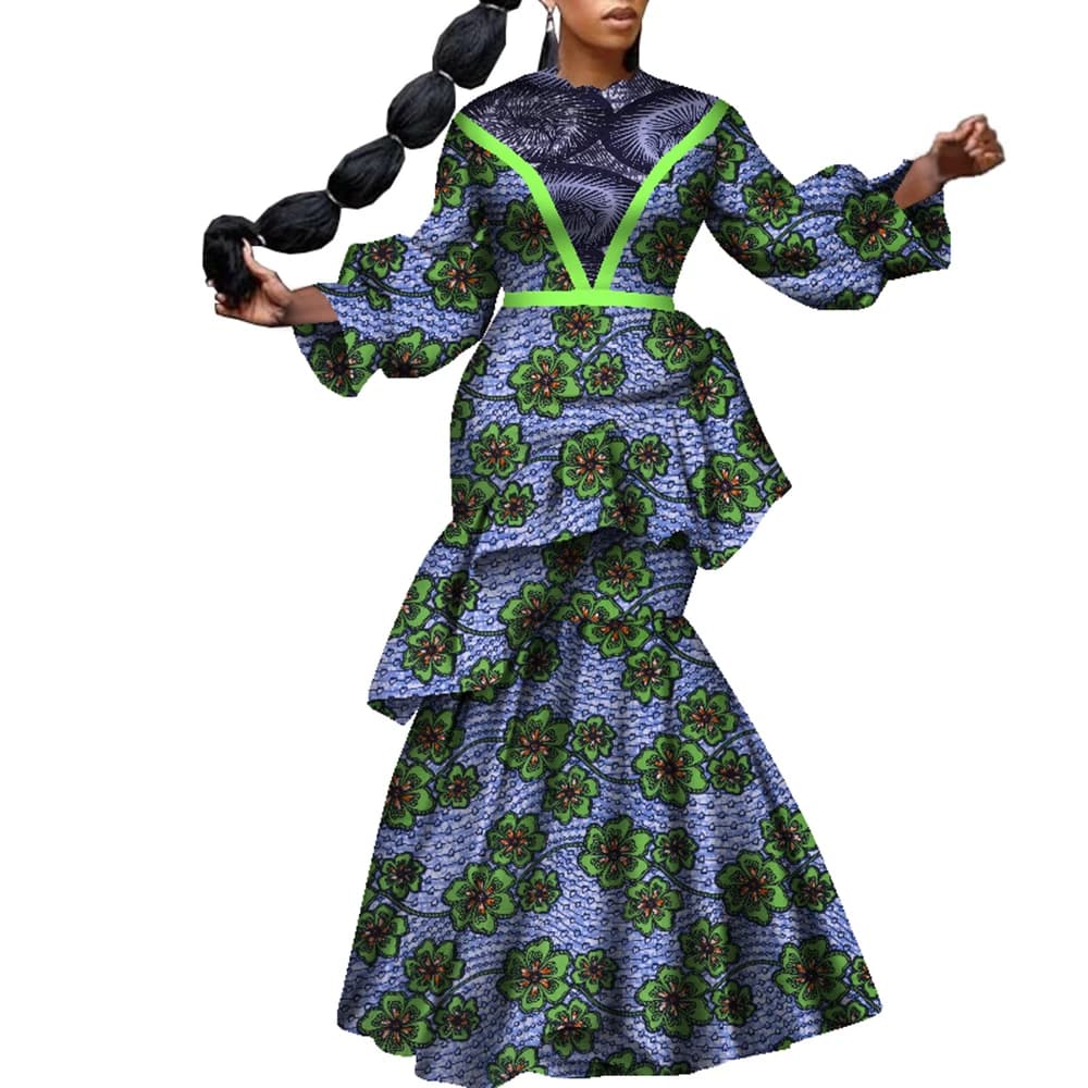 BintaRealwarn-Vêtements africains personnalisés pour femmes, robes à manches longues, jupe longueur rinçage, olympiques d'avertissement College pour femmes, WY9017