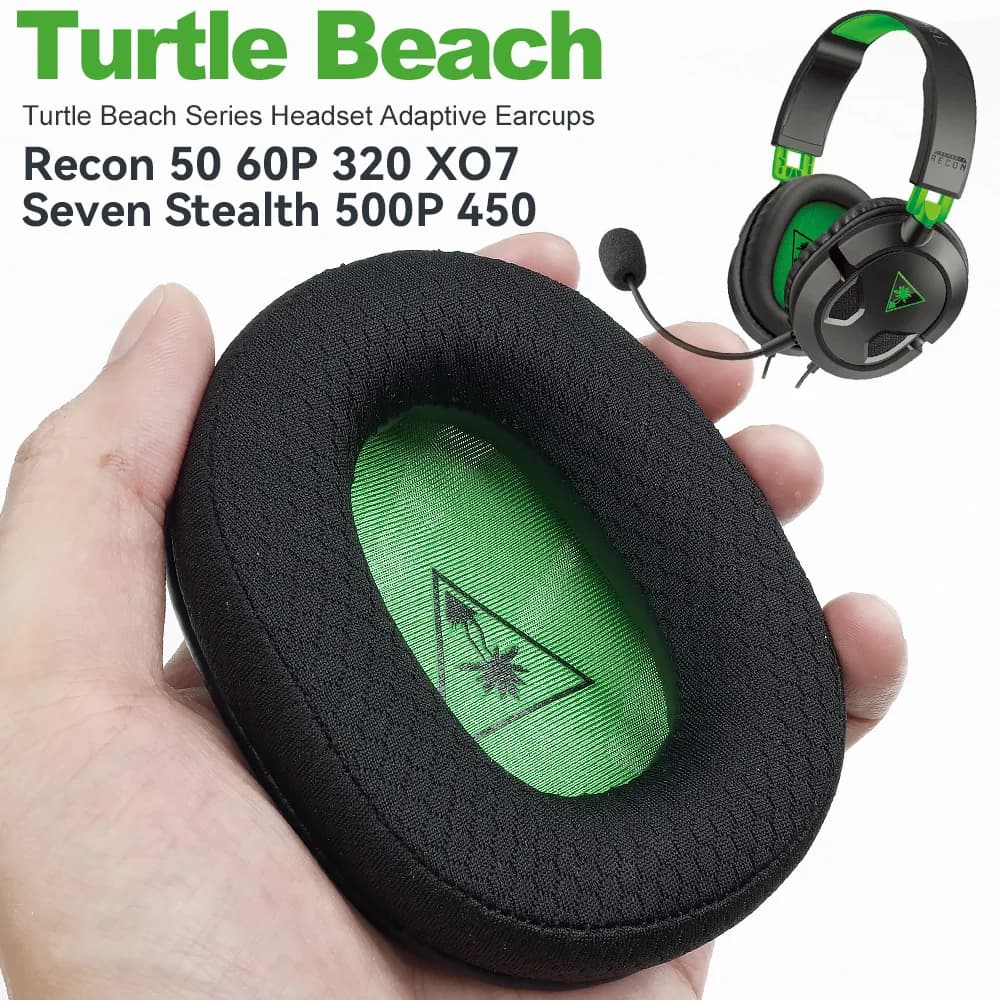 Coussinets d'écouteurs Turtle Beach 500P 450 50X PX4 Recon, coussinets de remplacement en tissu maillé, housses en mousse à mémoire de forme, accessoires en cuir protéiné souple