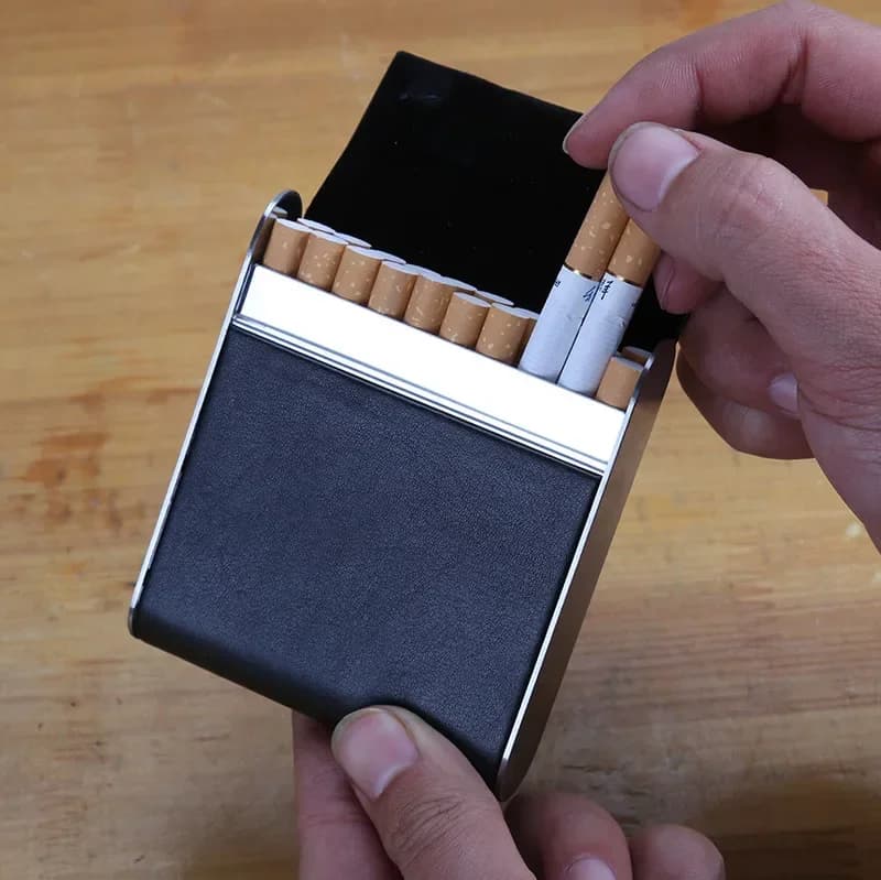 Cuir 20 pièces étui à cigarettes carte bancaire boîte à cigarettes porte-tabac Mini boîte de rangement père mâle ami amant cadeau hommes