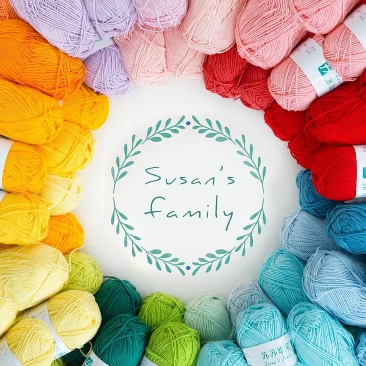 Susan's Family 86 couleurs fil de coton 50g/120 m/rouleau 4 plis coton peigné et fibres acryliques fils tricotés à la main pour tricoter et Crochet