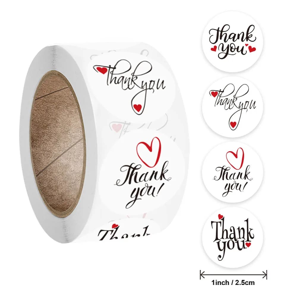 Étiquettes autocollantes de remerciement en papier, 50 à 500 pièces, autocollant de décoration, amour cœur rouge, pour cadeau de mariage fait à la main, papeterie