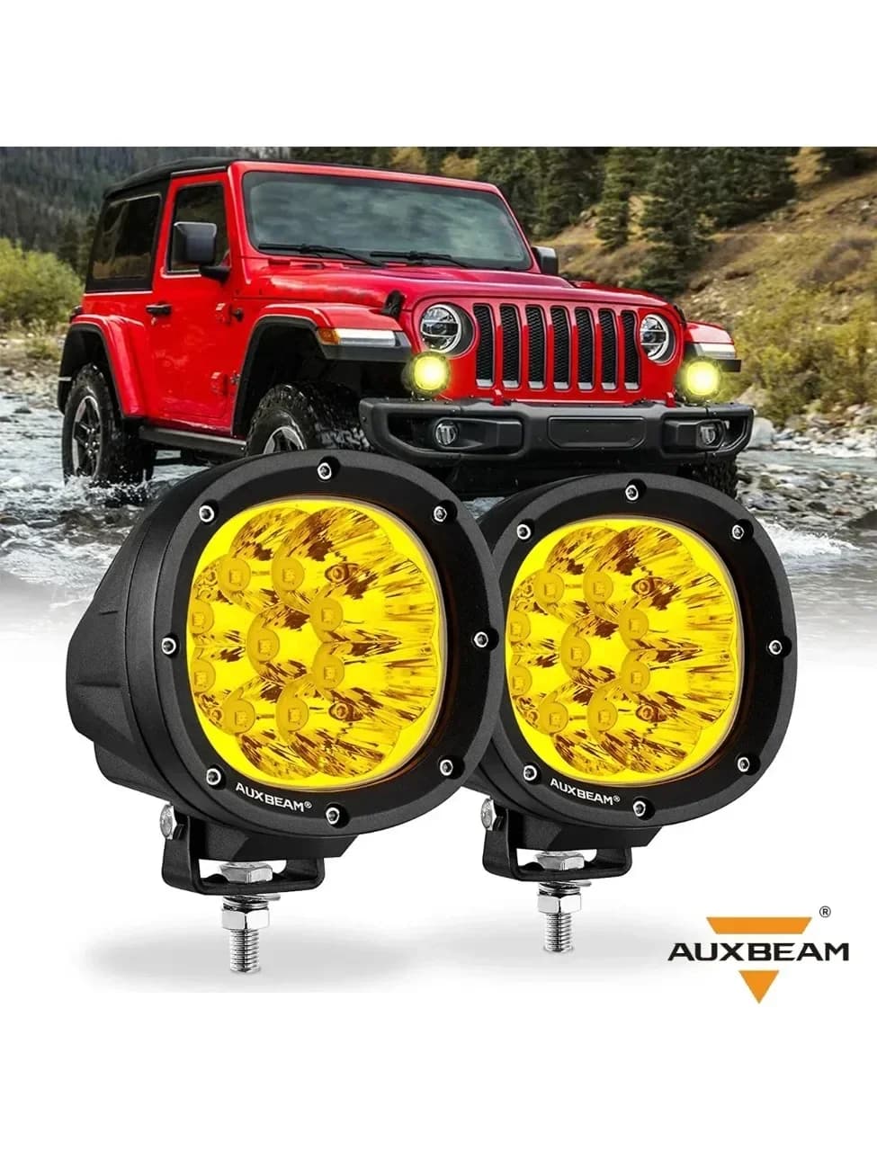 AUXBEAM 4 pouces 90W LED antibrouillard rond tout-terrain lumière de travail 3535 LED Spot projecteur de conduite pour Jeep Wrangler camion SUV ATV UTV