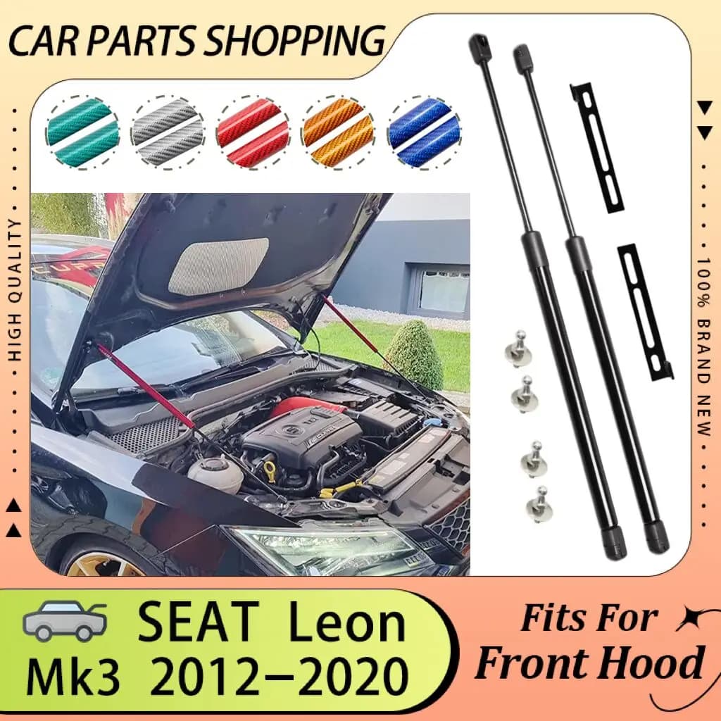 Amortisseurs de capot pour SEAT Leon Mk3 5F 2012-2020 – Supports de levage avant, vérins et pistons d'amortissement