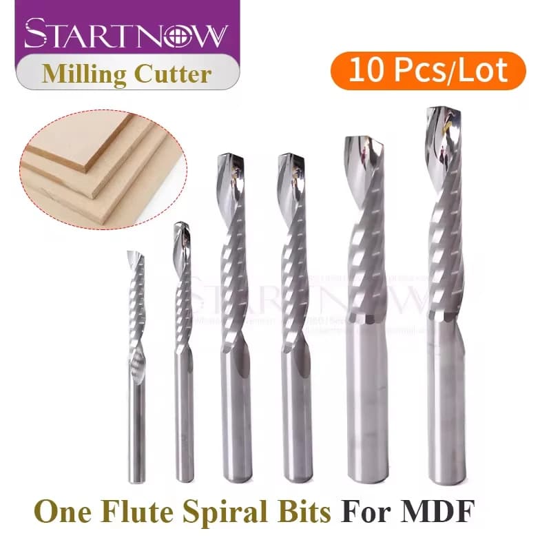 Startnow 10 pièces/lot fraise MDF acier au tungstène CNC routeur gravure peu une cannelure spirale fraise en bout PVC outil de coupe en plastique